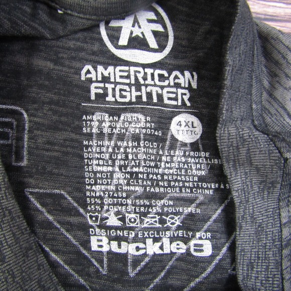American Fighter Mens 4XL Black Gray Training T Shirt UFC MMA Gym Workout - Picture 2 of 6